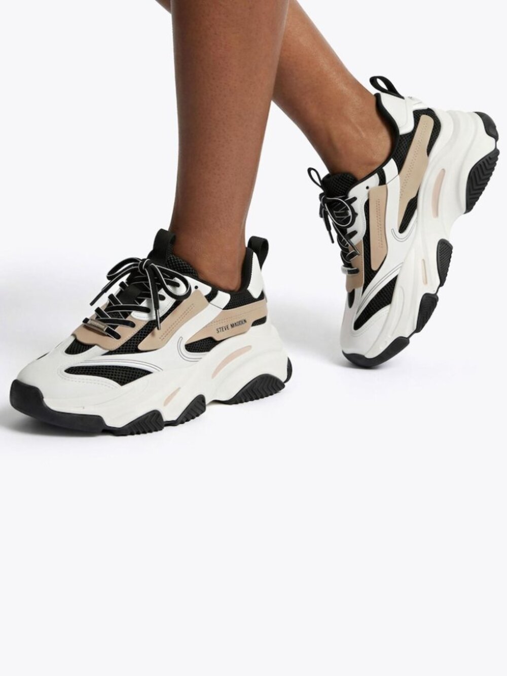 Steve Madden Possession Sneakers – Black White Tan Size 36 used great condition